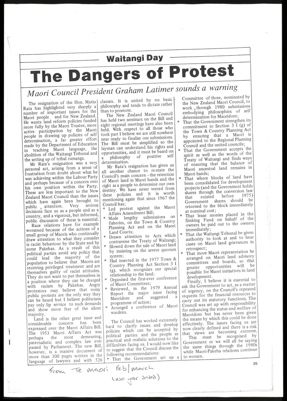 Waitangi Day - Dangers of Protest