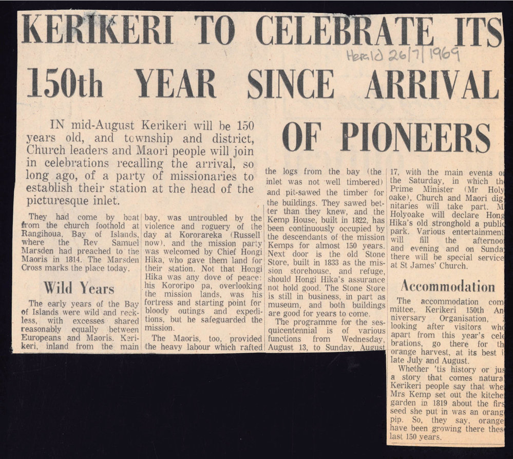 Kerikeri to celebrate its 150th year since arrival of pioneers