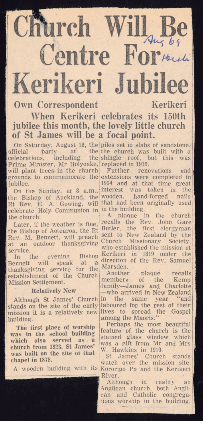 Church will be centre for Kerikeri jubilee