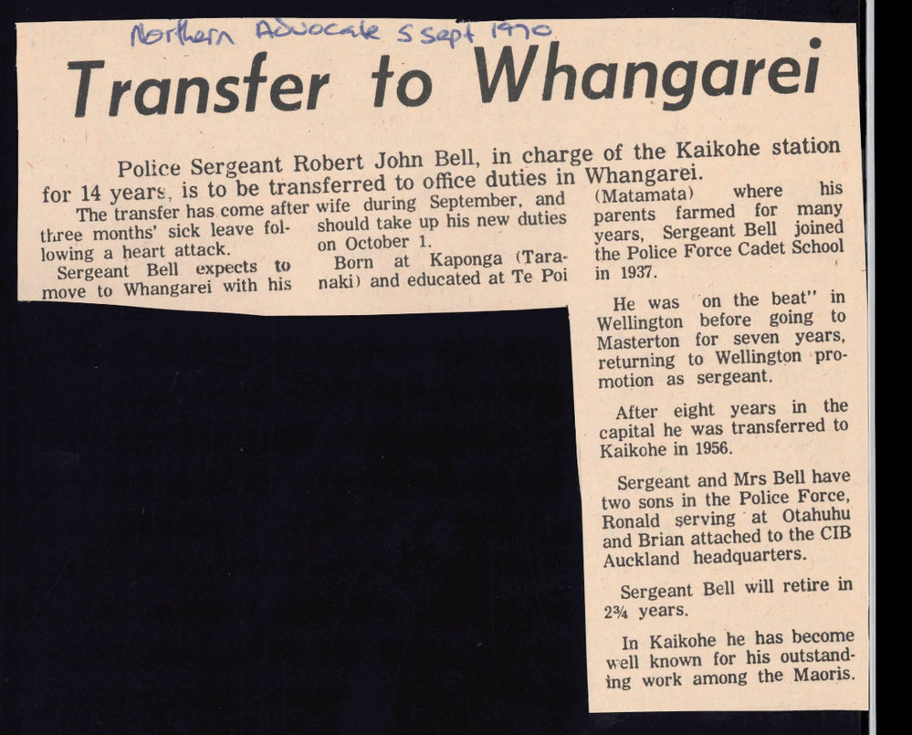 Transfer to Whangarei