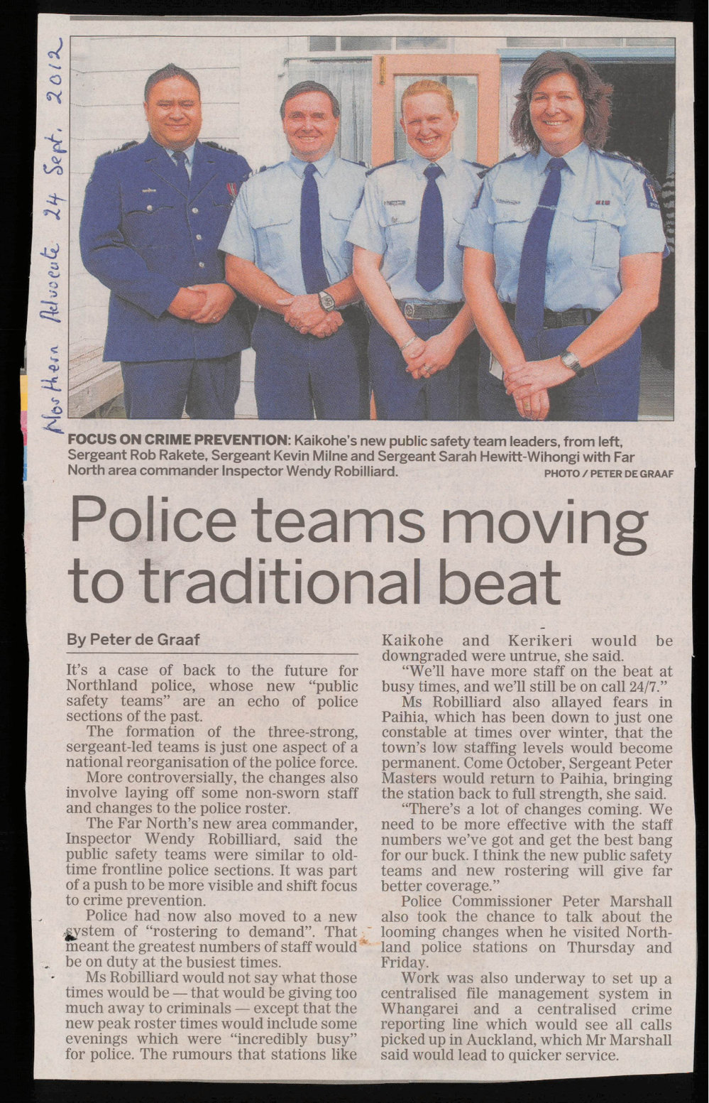 Police teams moving to traditional beat