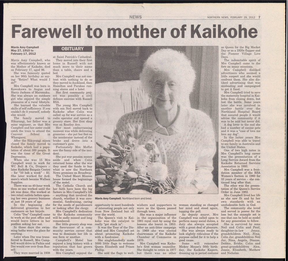 Farewell to mother of Kaikohe