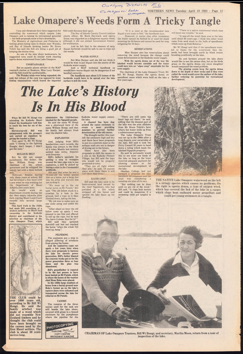 Lake Omapere's weeds form a tricky tangle: The lake's history is in his blood