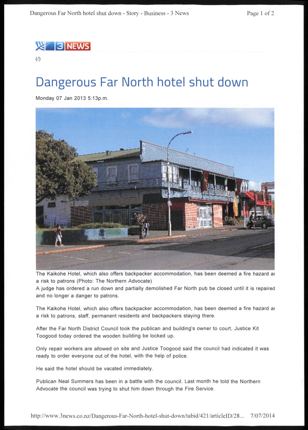 Dangerous far north hotel shut down