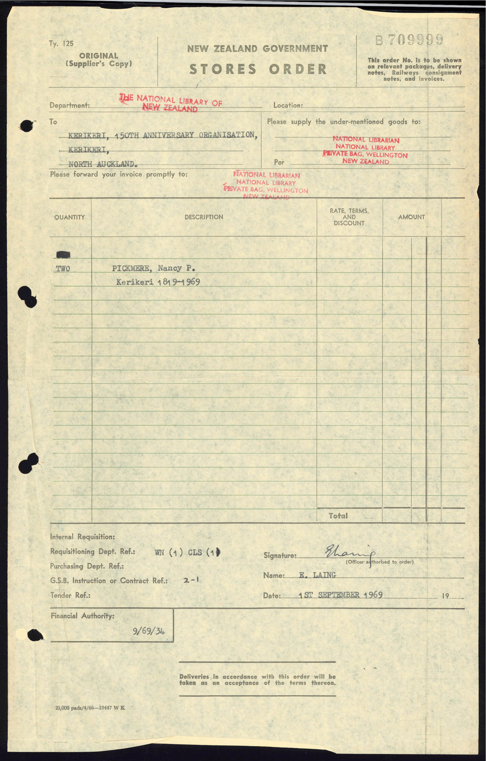 New Zealand Government Stores Order