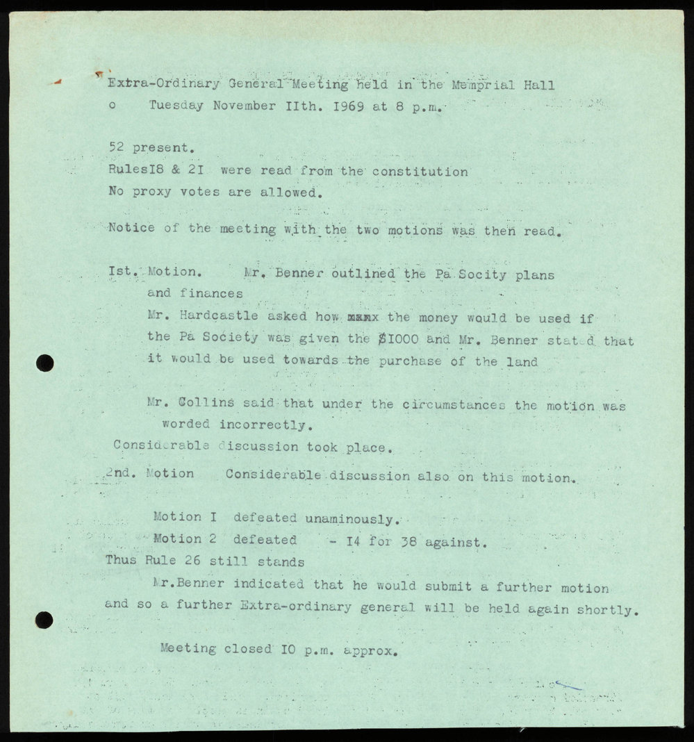 Notice and Minutes of an Extra-Ordinary General Meeting of the Kerikeri 150th Anniversary Organisation