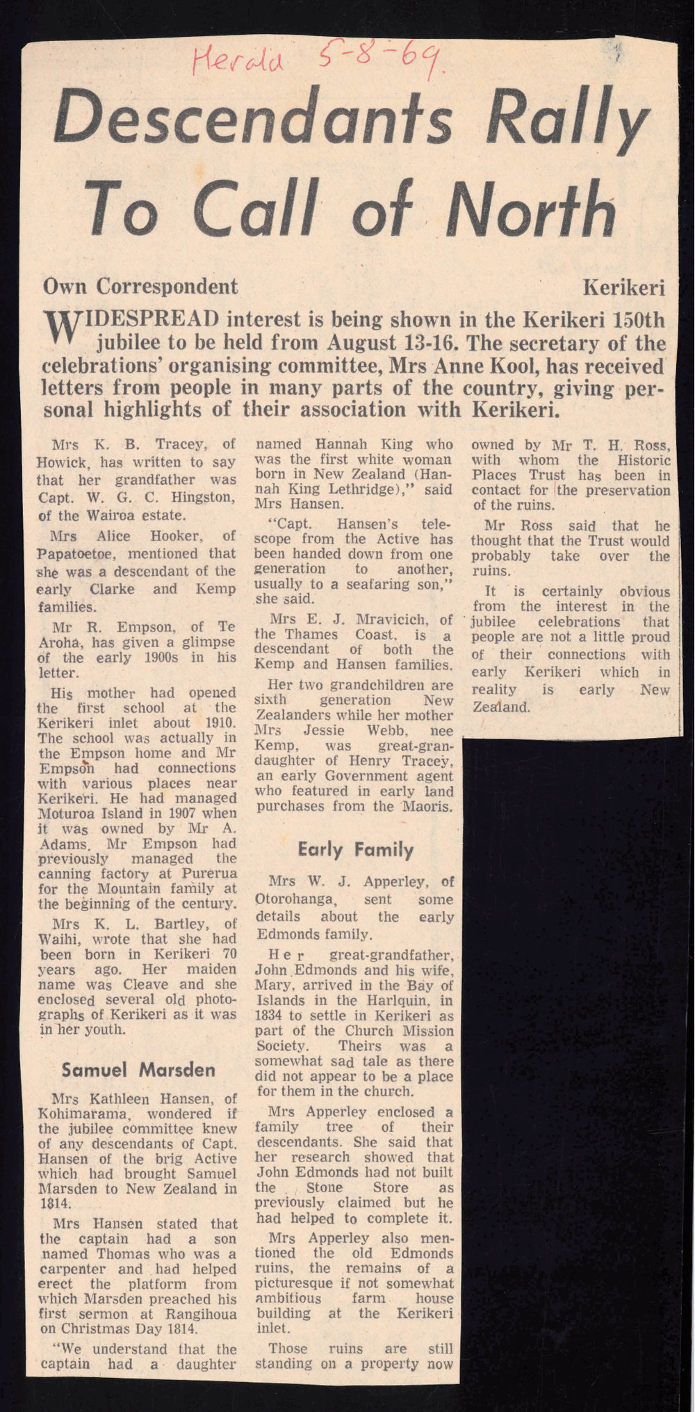 Descendants rally to call of North