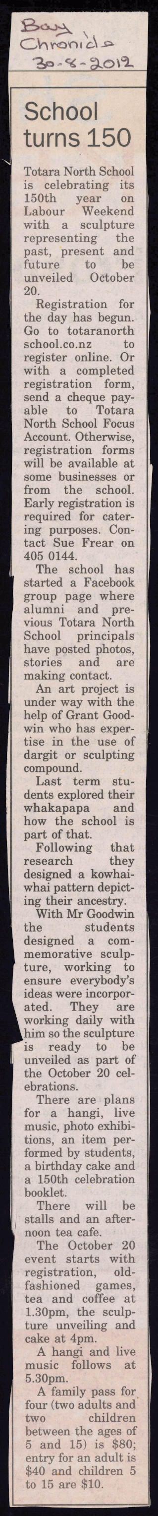 Totara North School turns 150