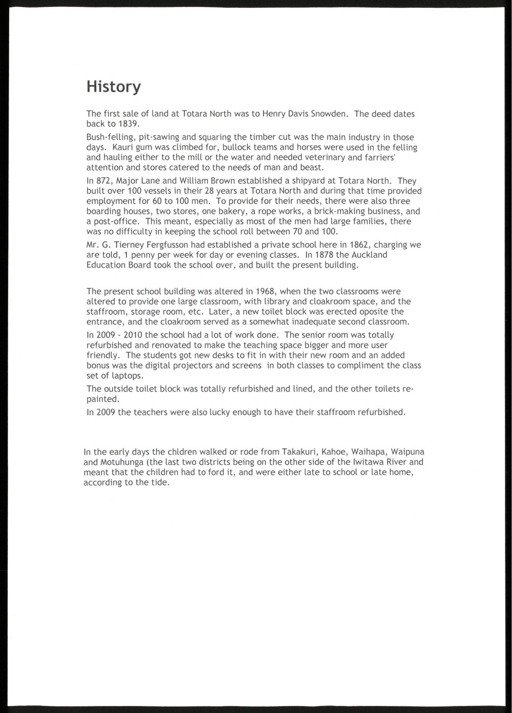 History of Totara North