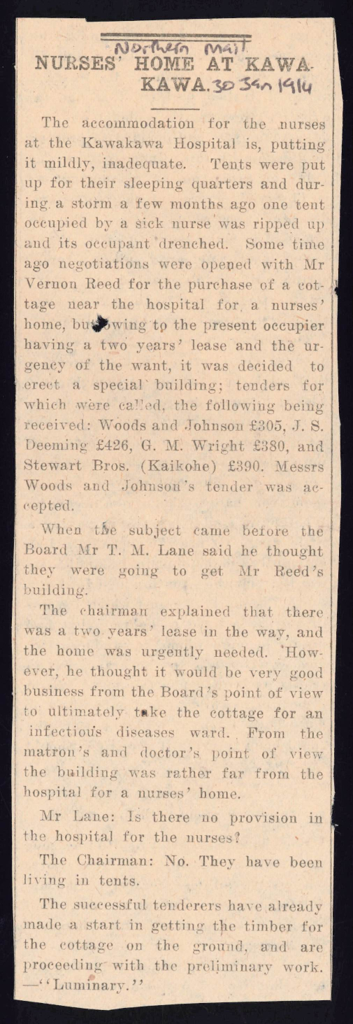 Nurses' home at Kawakawa