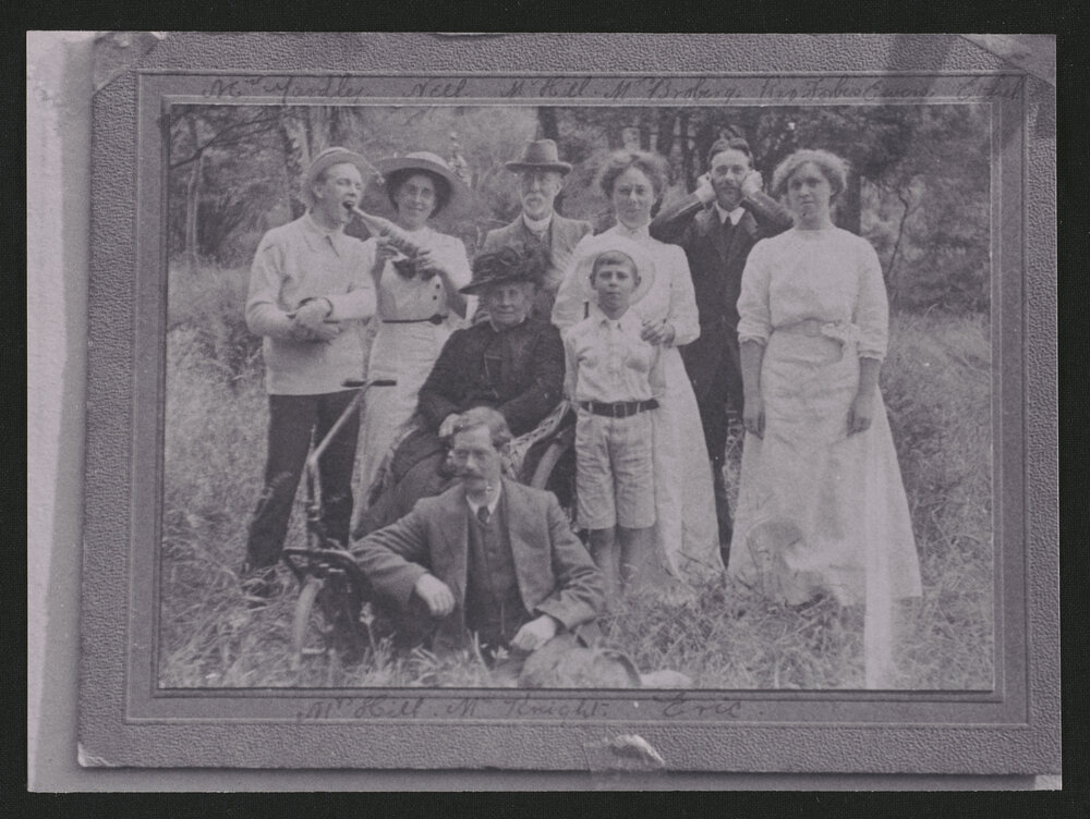 Photograph of a group of nine at Pungaere