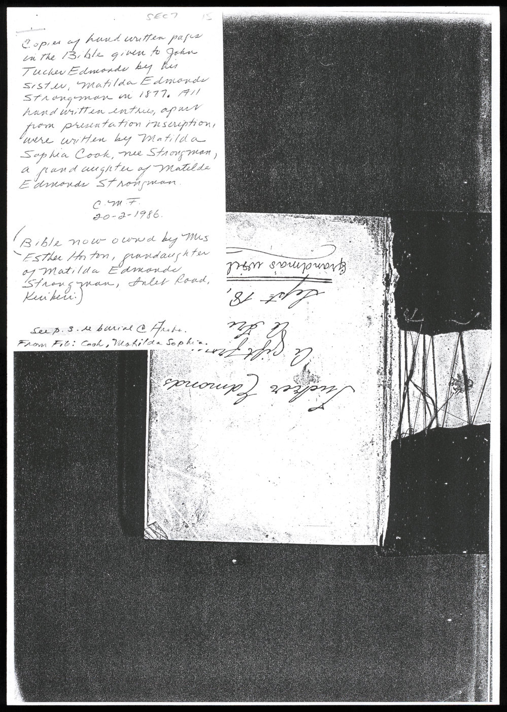 Genealogical notes from the Edmonds Family Bible
