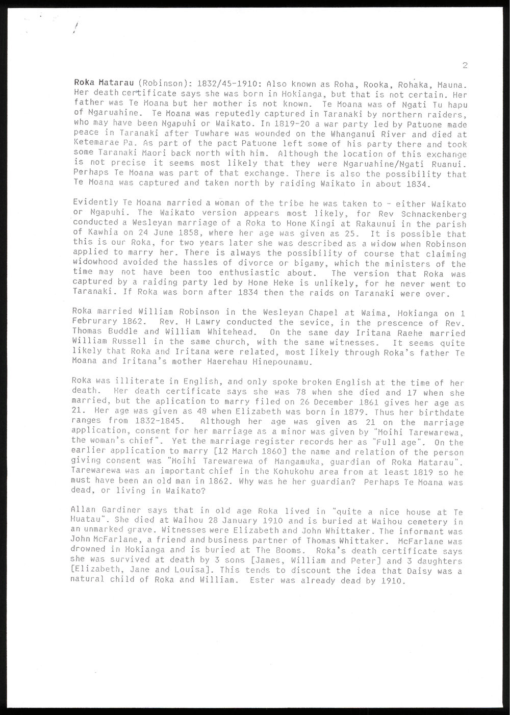History of the Robinson Family 1832-1955