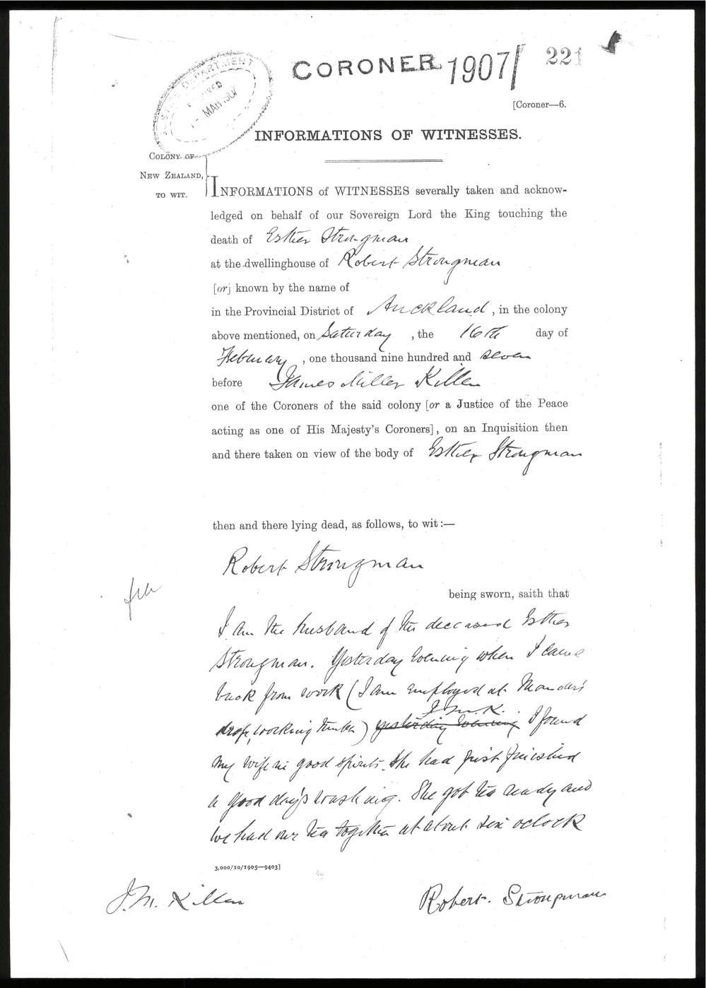 Proceedings and results of the coronial inquest into the death of Esther Strongman