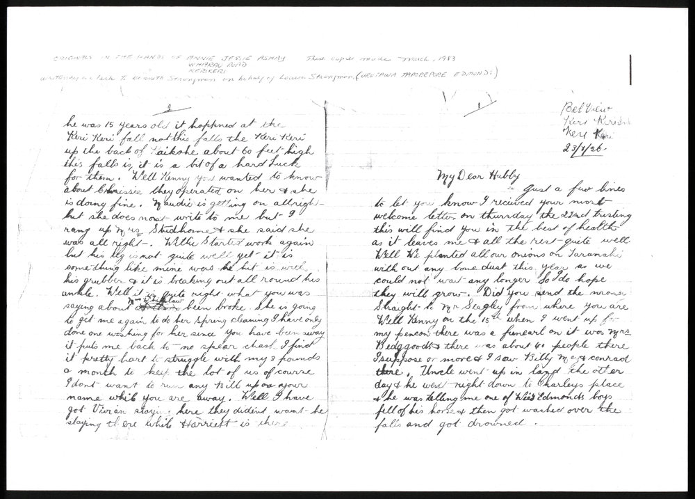 Letters from Louisa Strongman to Kenneth Strongman