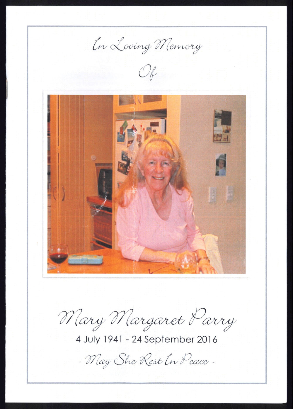 In loving memory of Mary Margaret Parry