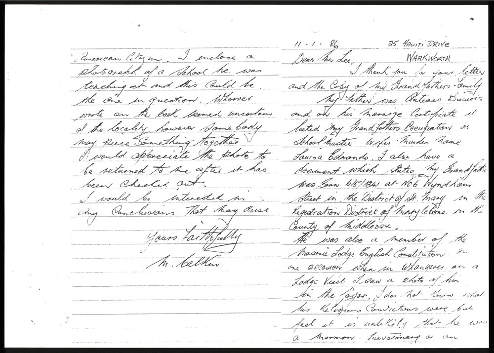 Letter from M. Calkin to Jack Lee