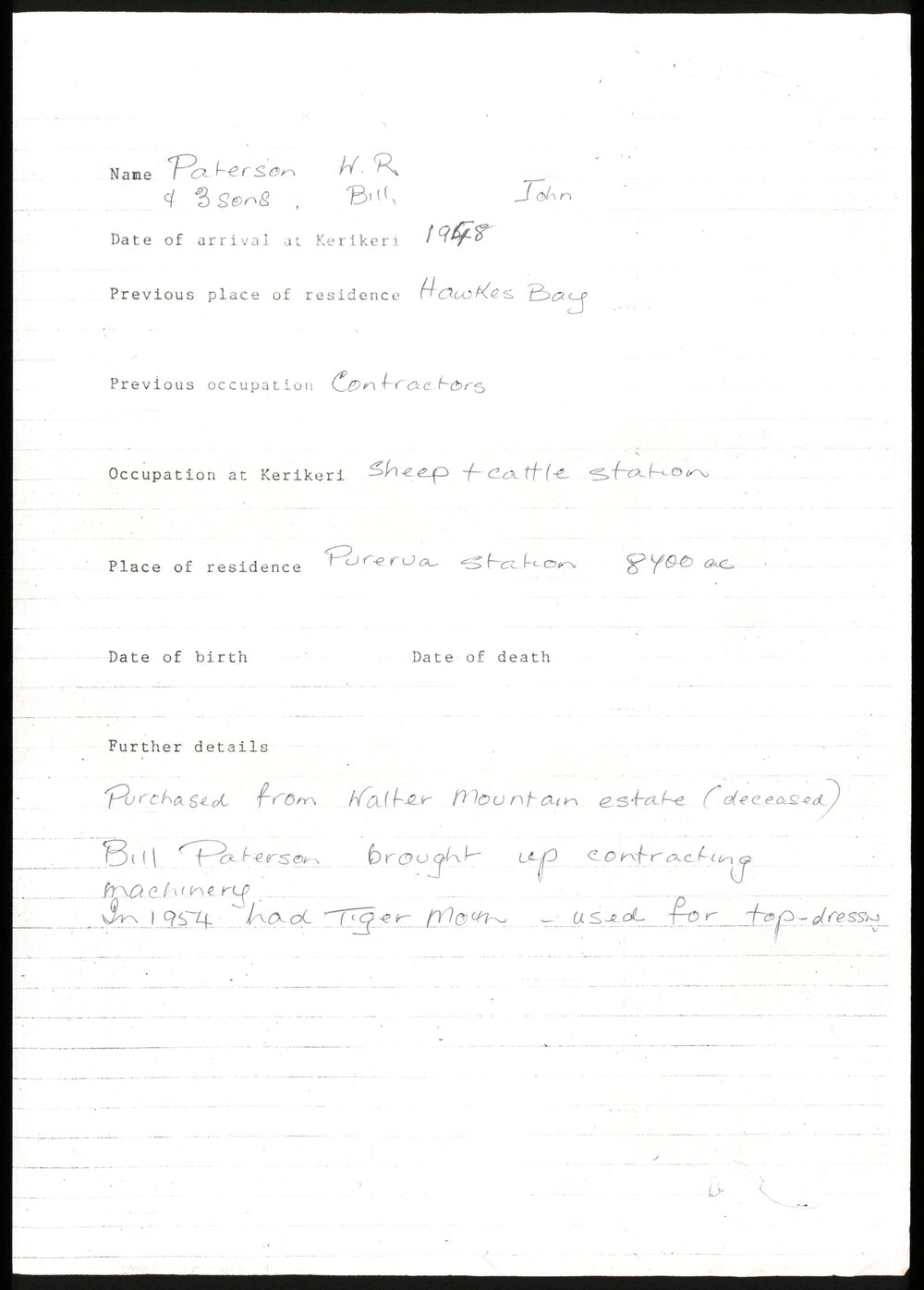Biographical notes about William R. Paterson