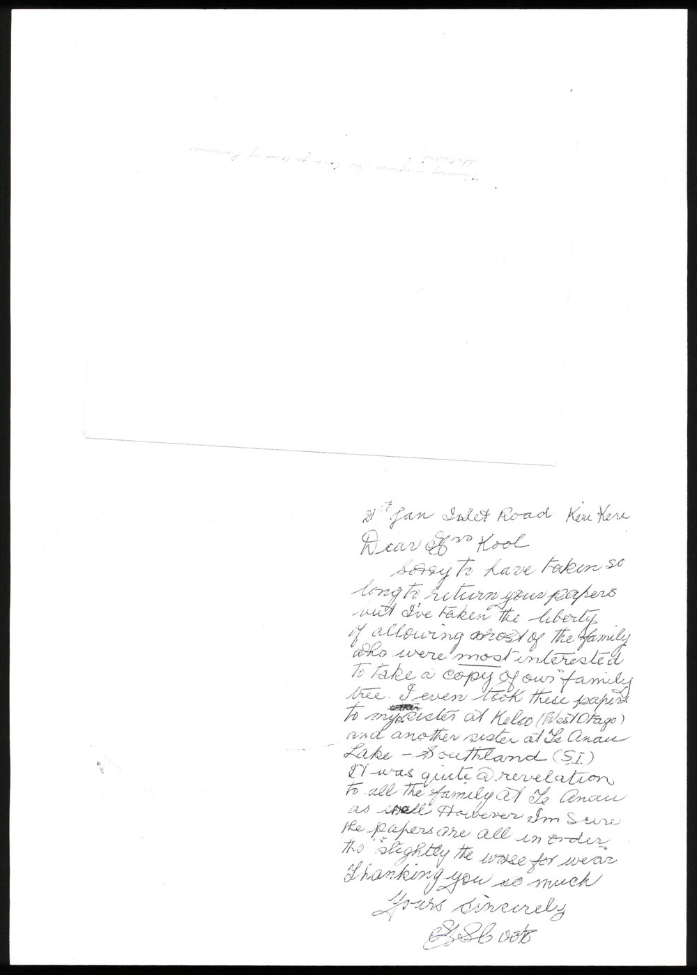 Letter from Matilda Sophia Cook to Mrs Kool