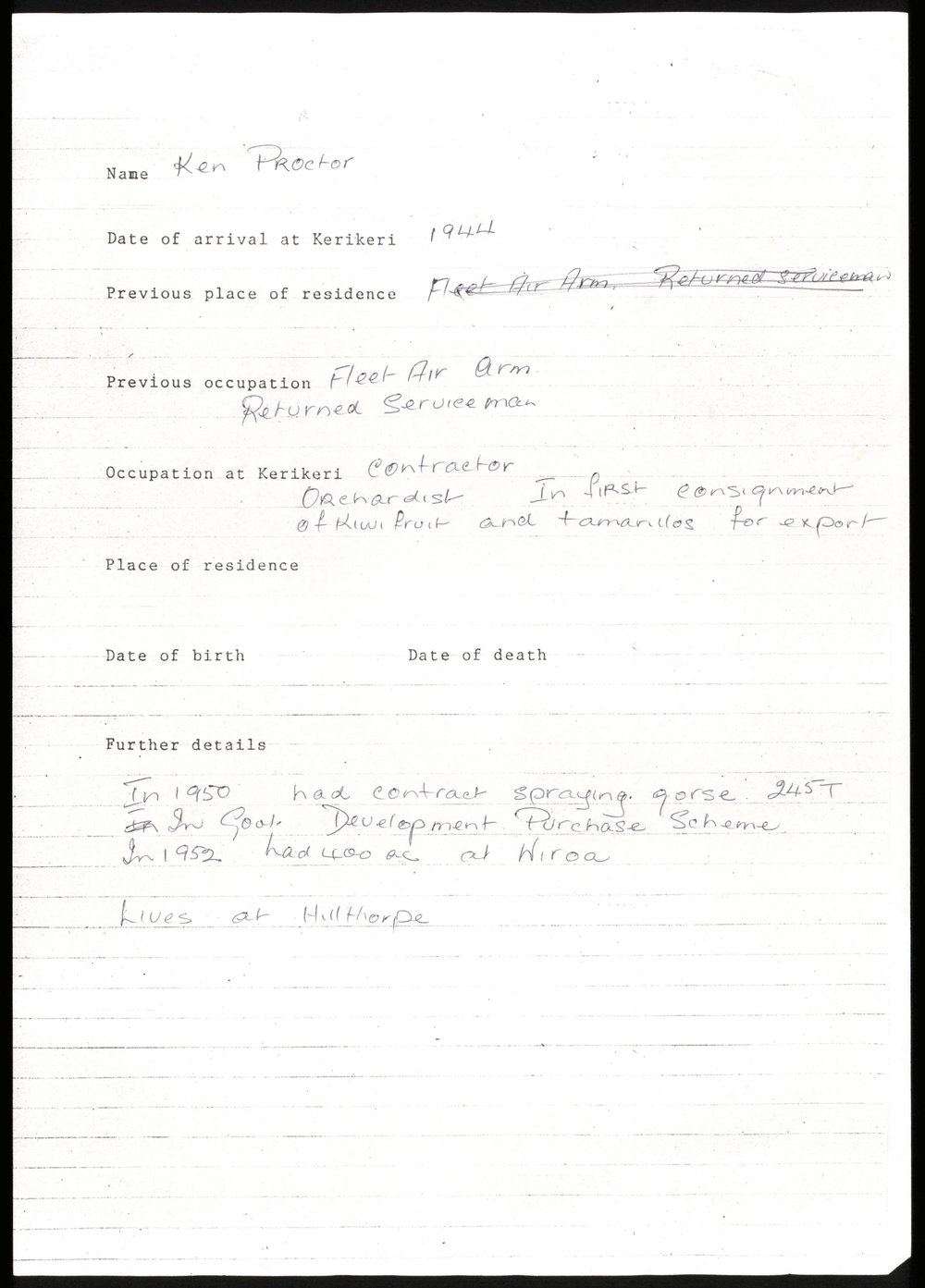 Biographical notes and articles about Kenneth Pemberton Procter and Jeffray Procter