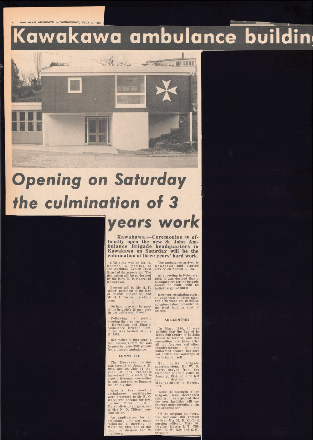 Kawakawa Ambulance Building: Opening on Saturday