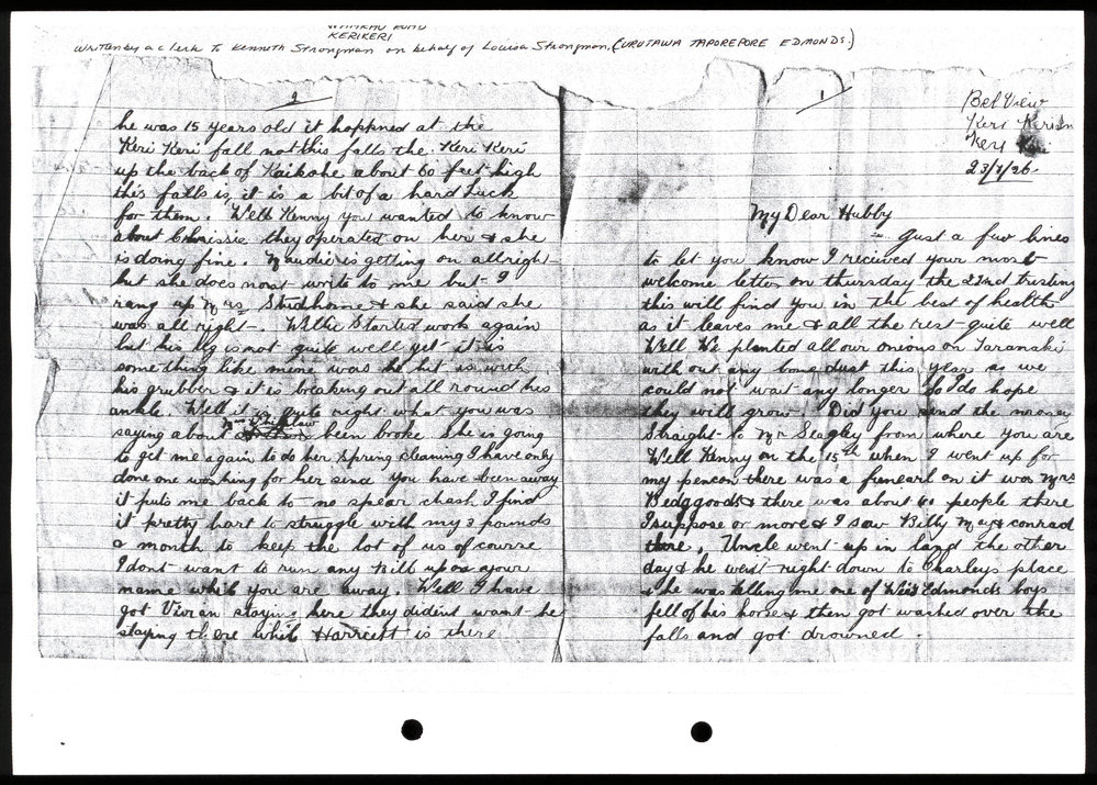 Letter from Louisa Strongman to Kenneth Strongman