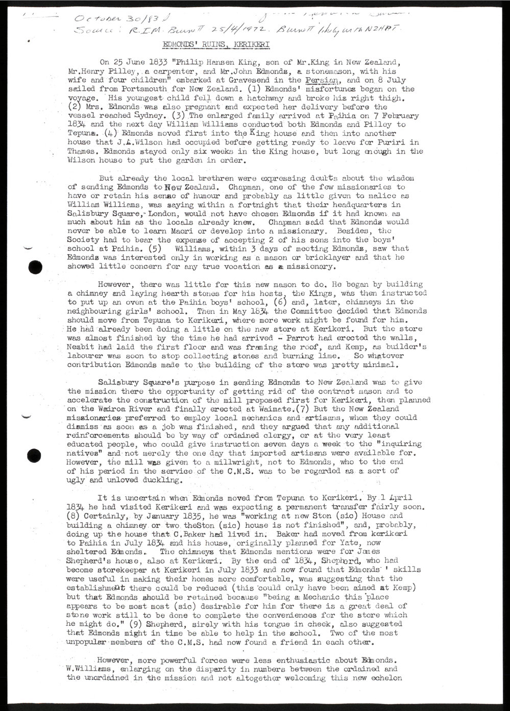 Edmonds Ruins; Kerikeri