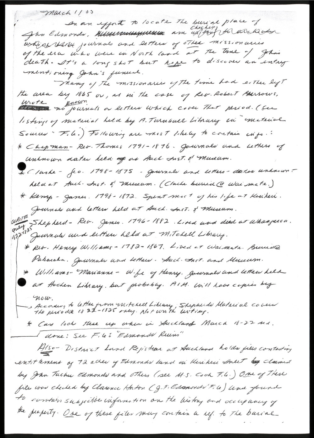 Notes on the Edmonds Family