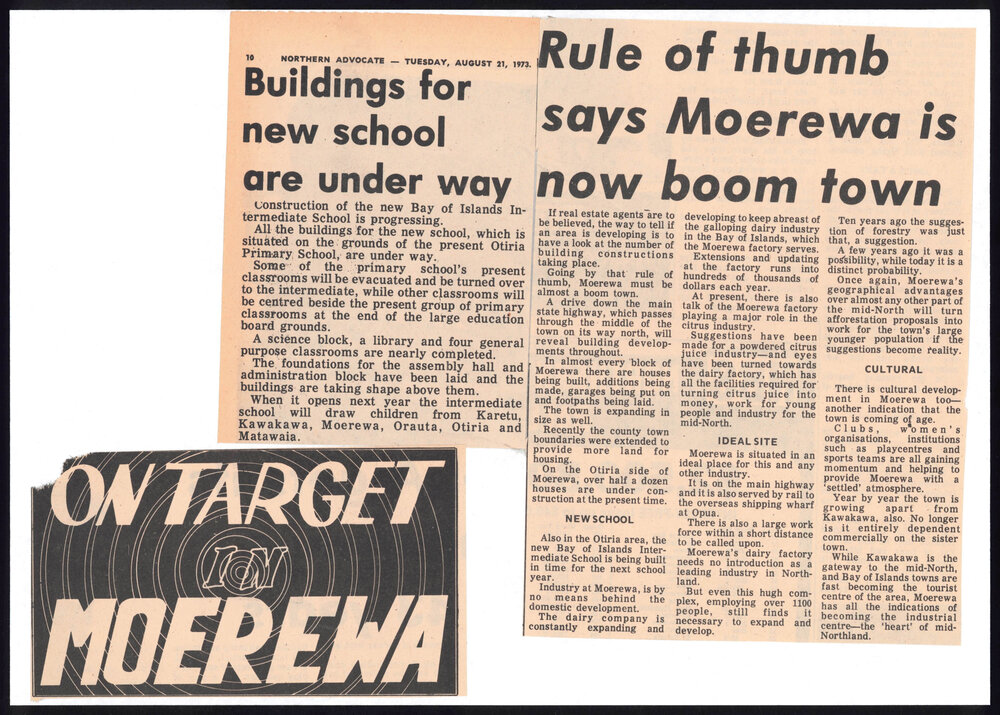 On target in Moerewa: Moerewa is now boom town: Buildings for new school under way
