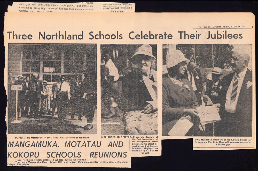 Three Northland schools celebrate their jubilees: Mangamuka; Motatau and Kokopu Schools reunions