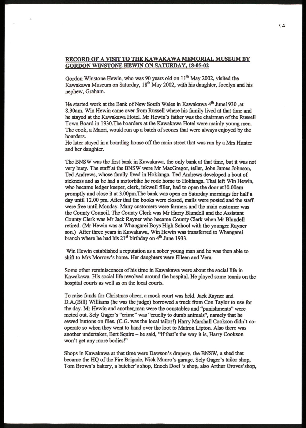 Record of a visit to the Kawakawa Memorial Museum
