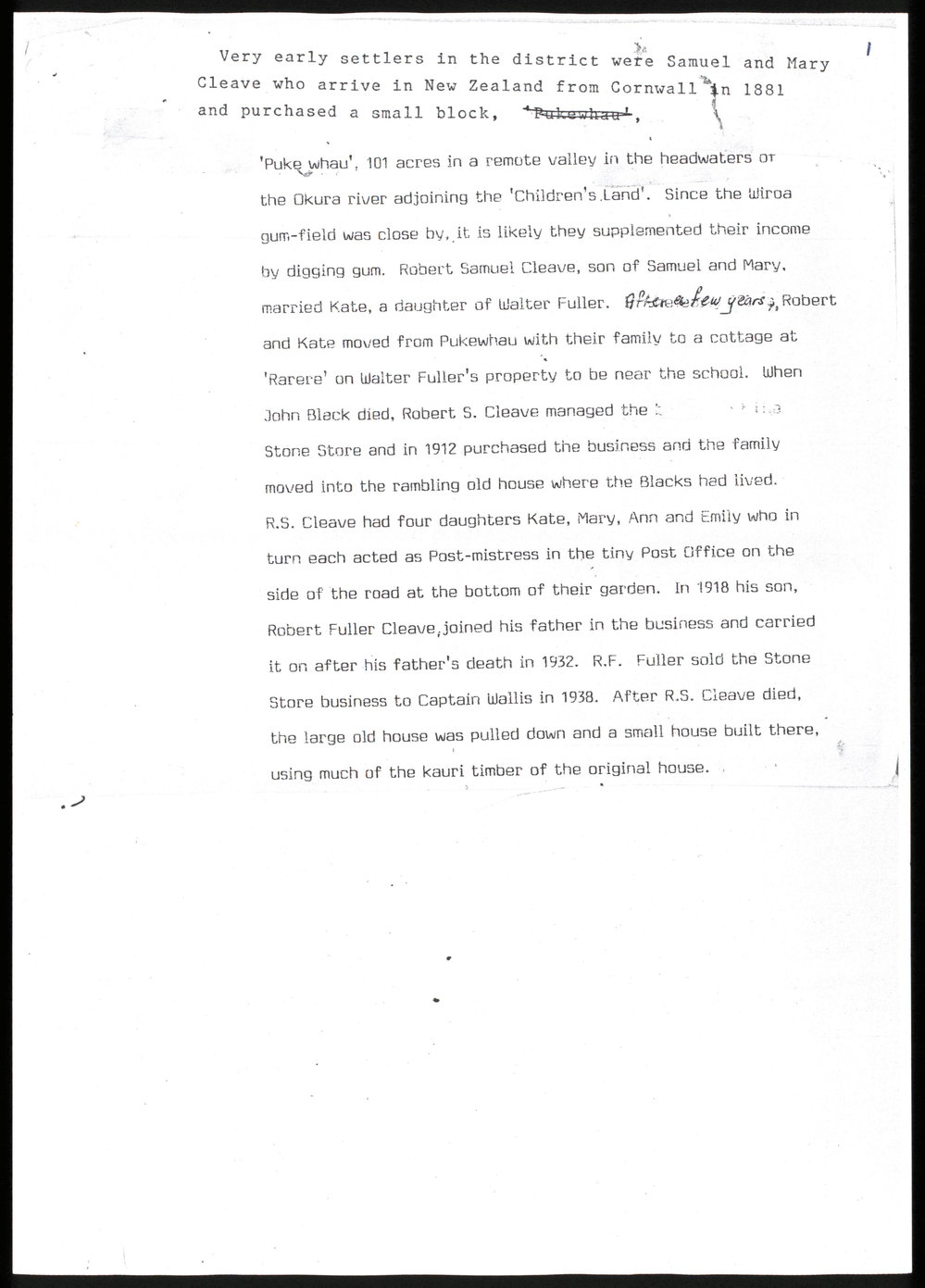 Cleave Family history