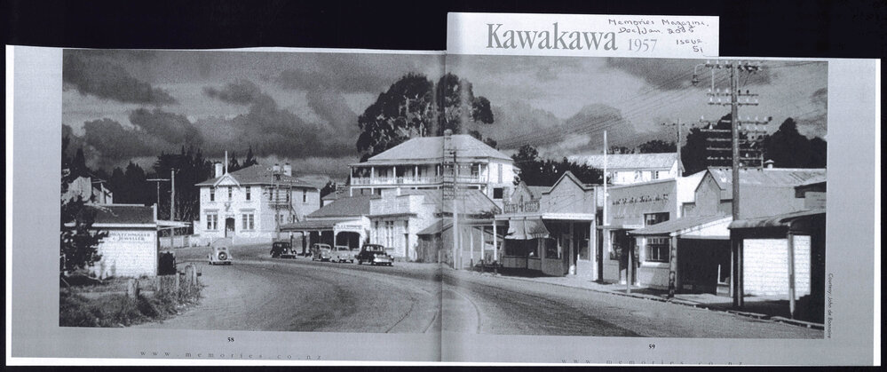 Photograph of the main street of Kawakawa in 1957