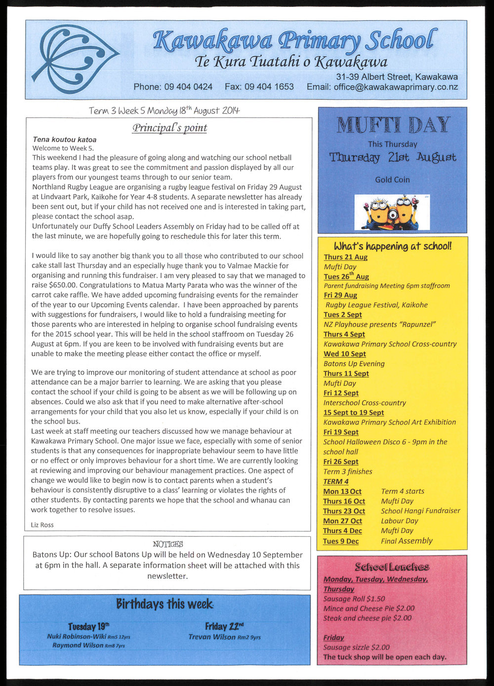 Kawakawa Primary School Newsletter