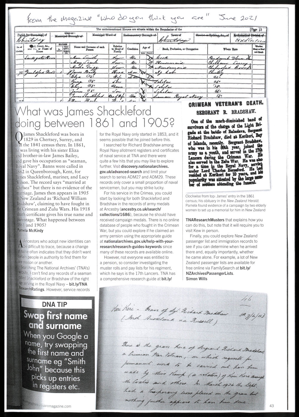 What was James Shackleford doing between 1861 and 1905?