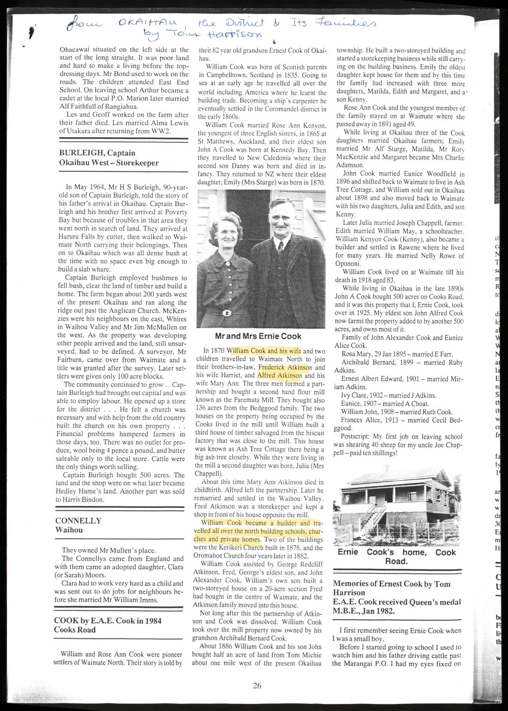 Chapter from Okaihau, the District and Its Families: An Album of Stories and Photographs