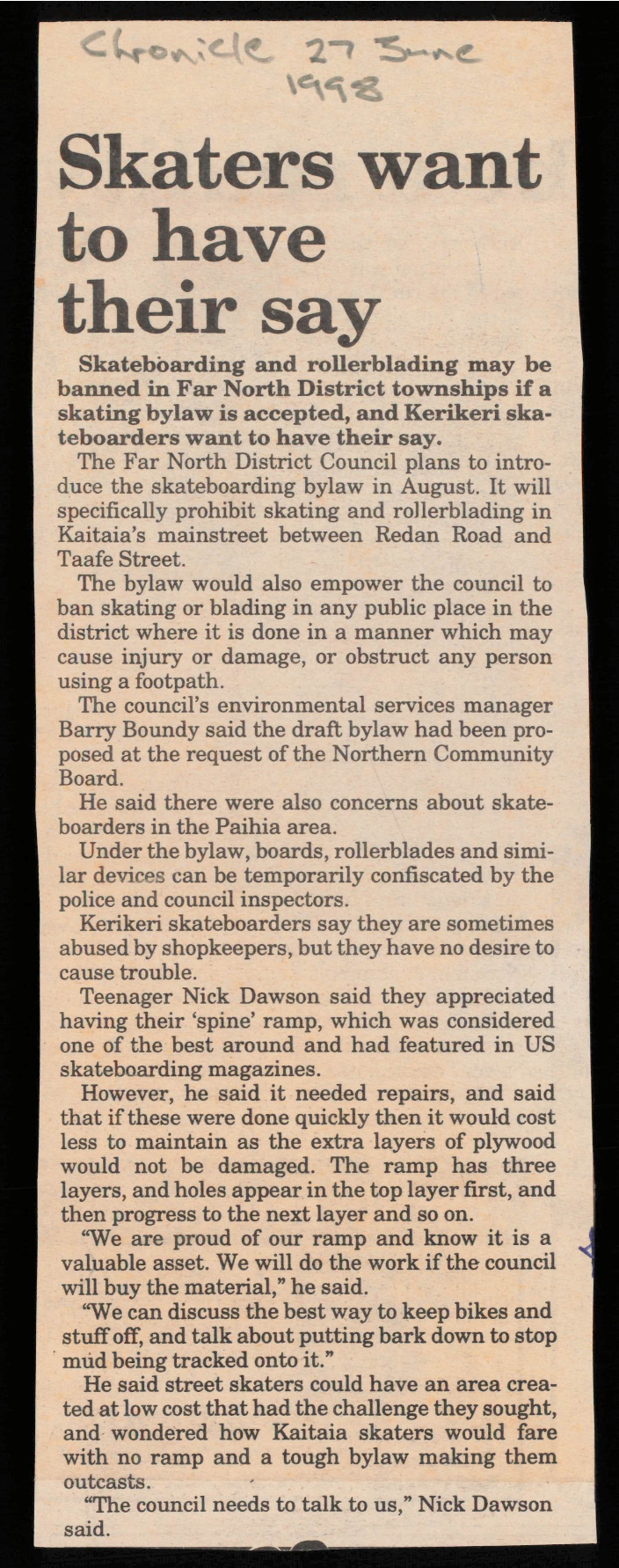 Skaters want to have their say
