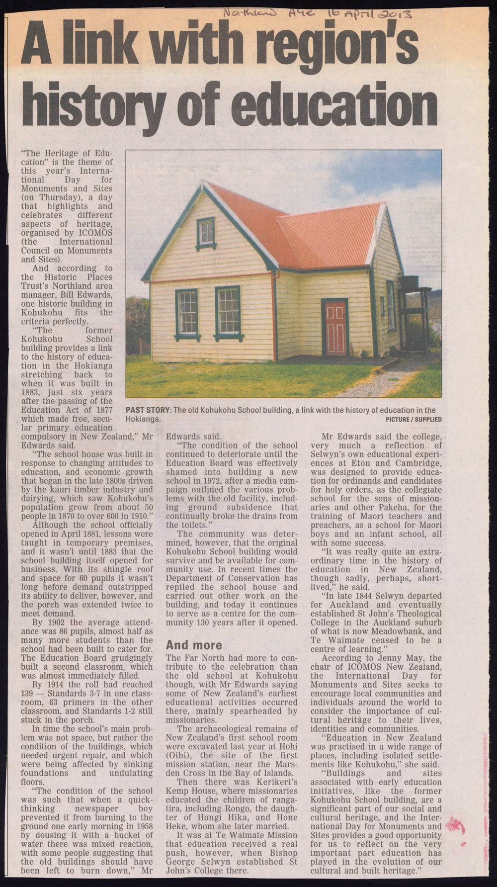 A link with region's history of education