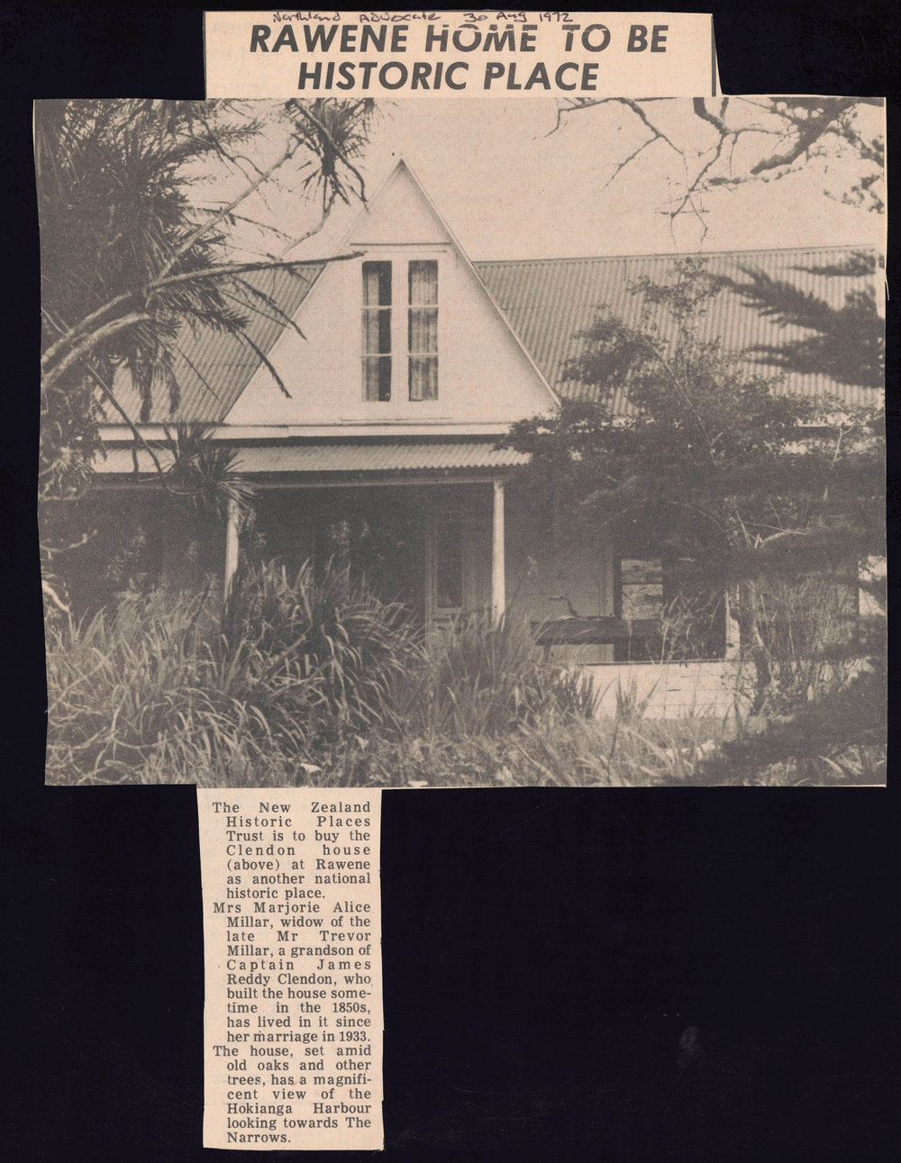 Rawene home to be Historic Place: Clendon House
