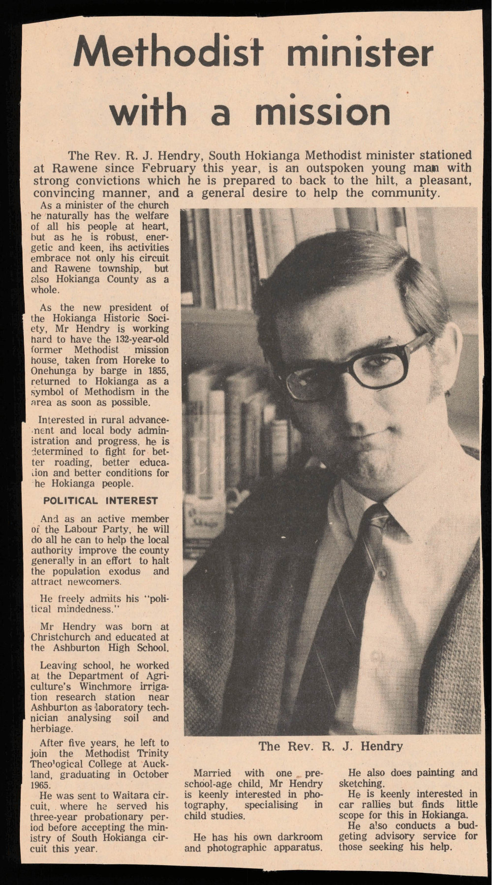Methodist minister with a mission