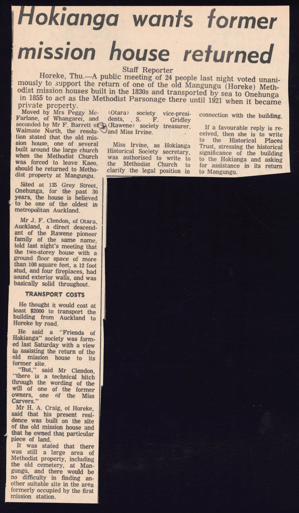 Hokianga wants former mission house returned