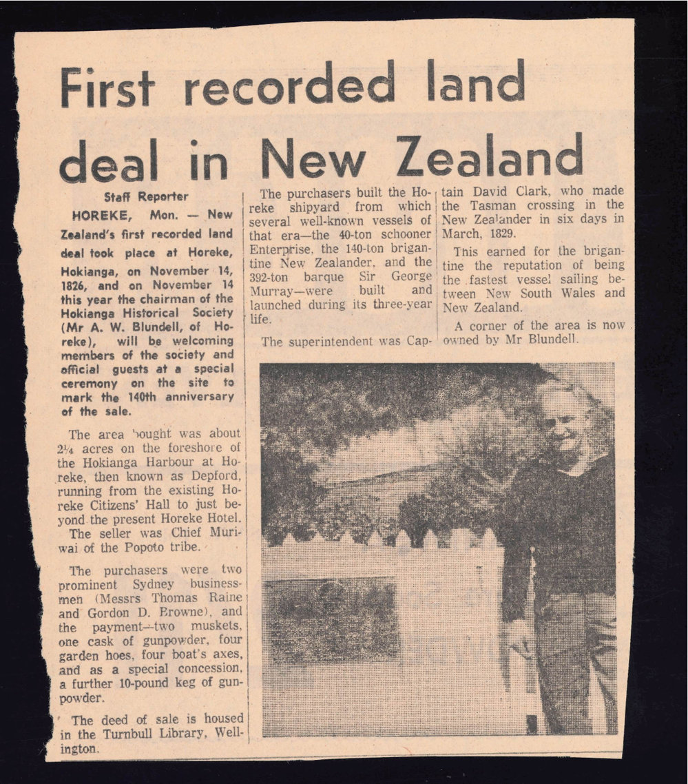 First recorded land deal in New Zealand 
