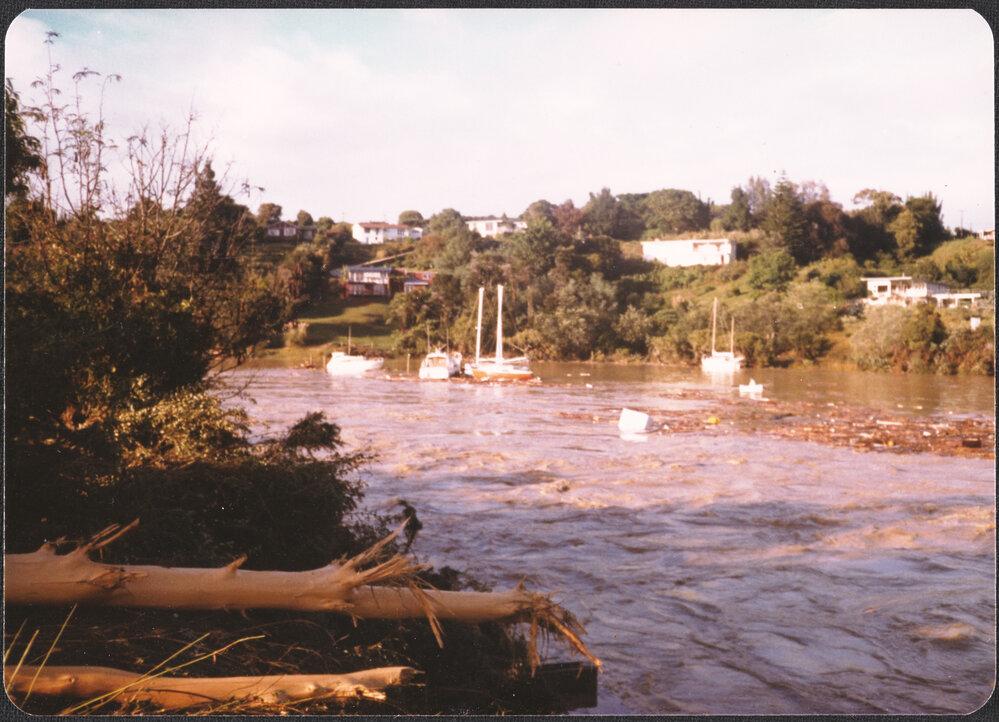 Yachts on the flooded Waipapa Landing