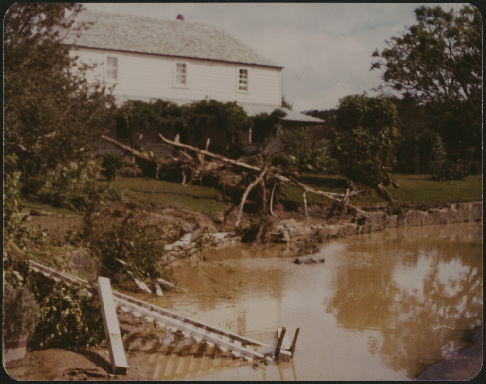 Flood debris outside Kemp House