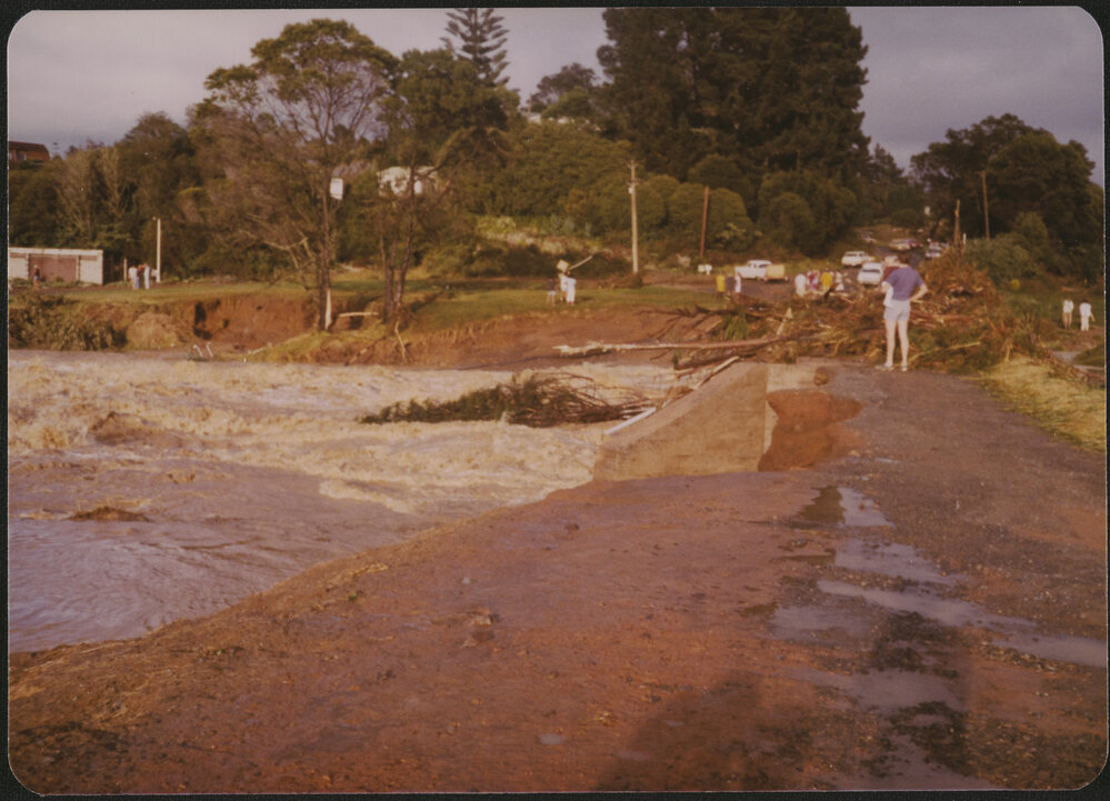 Debris covering the Waipapa Landing Bridge