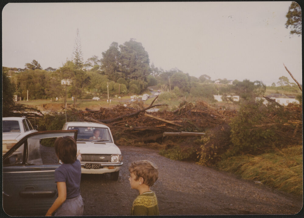 Two children at Waipapa Landing  Bridge