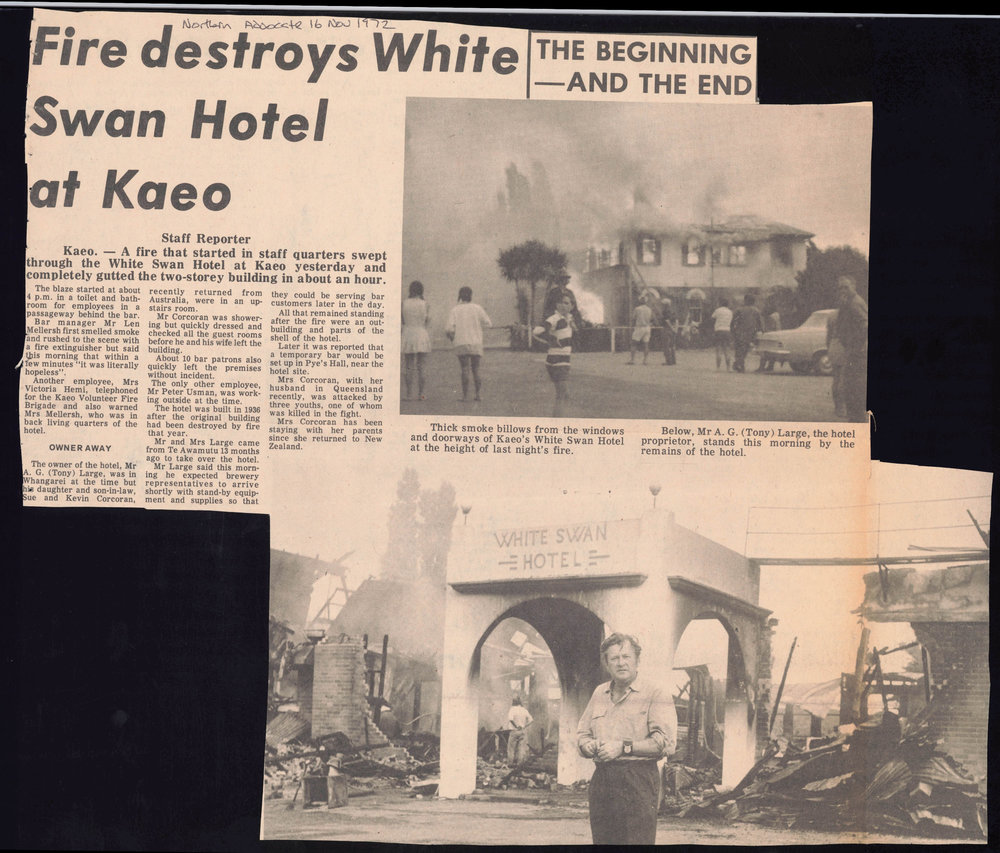 Fire destroys White Swan Hotel at Kaeo