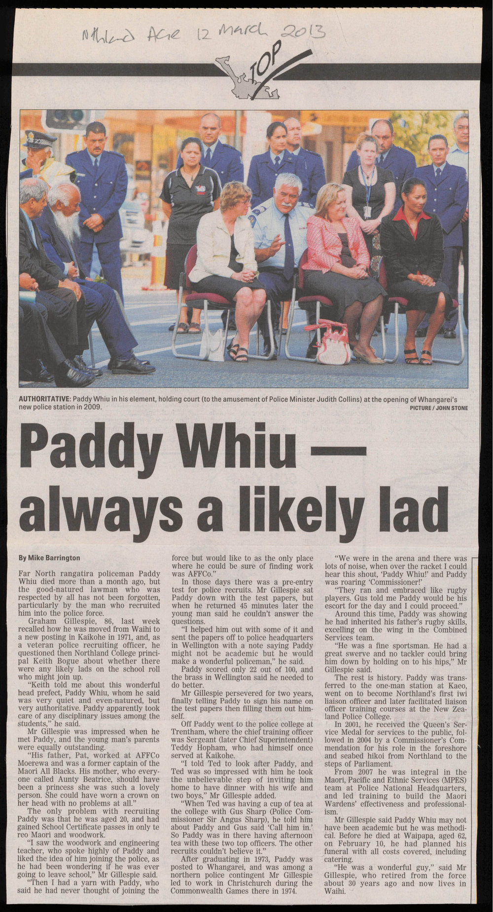 Paddy Whiu - always a likely lad