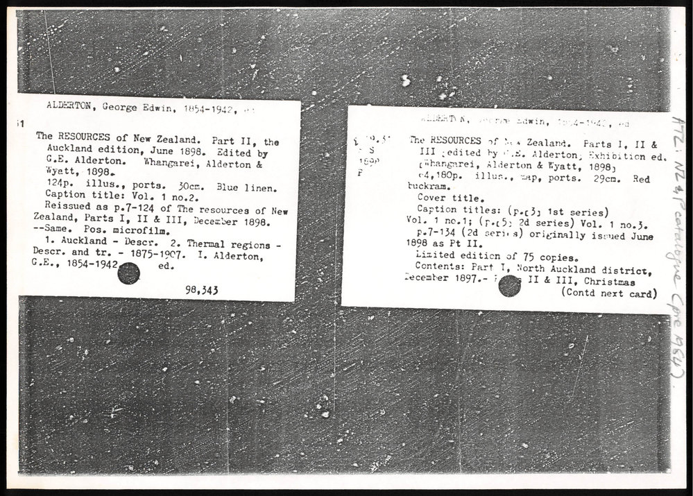 Catalogue record for The Resources of New Zealand