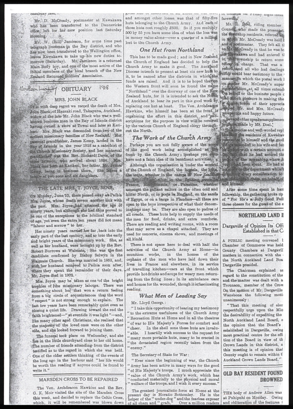Obituary for Mrs John Black